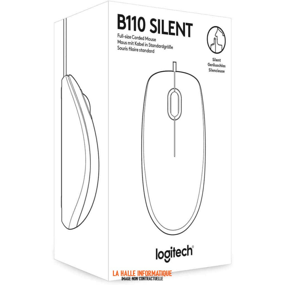 Souris filaire Logitech B110 Silent USB Noir