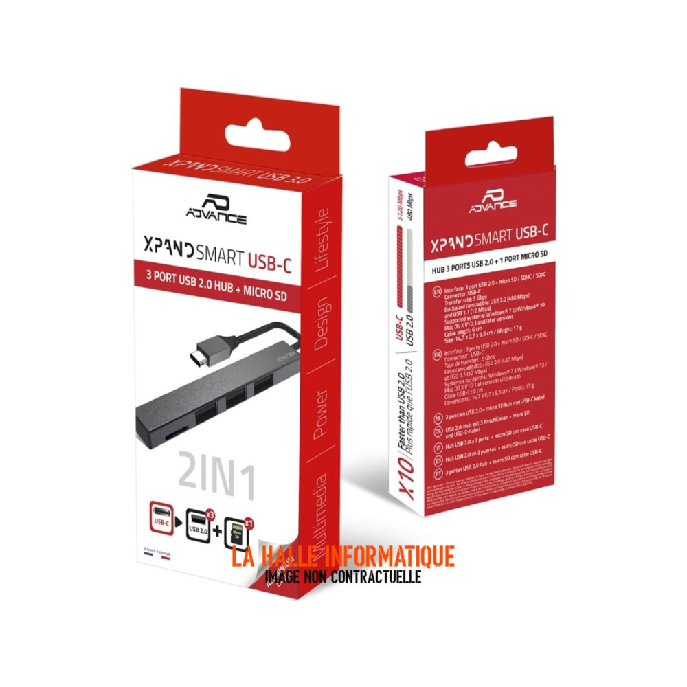 Hub USB 2.0 Type C Advance Xpand Smart - 3 ports + Micro-SD