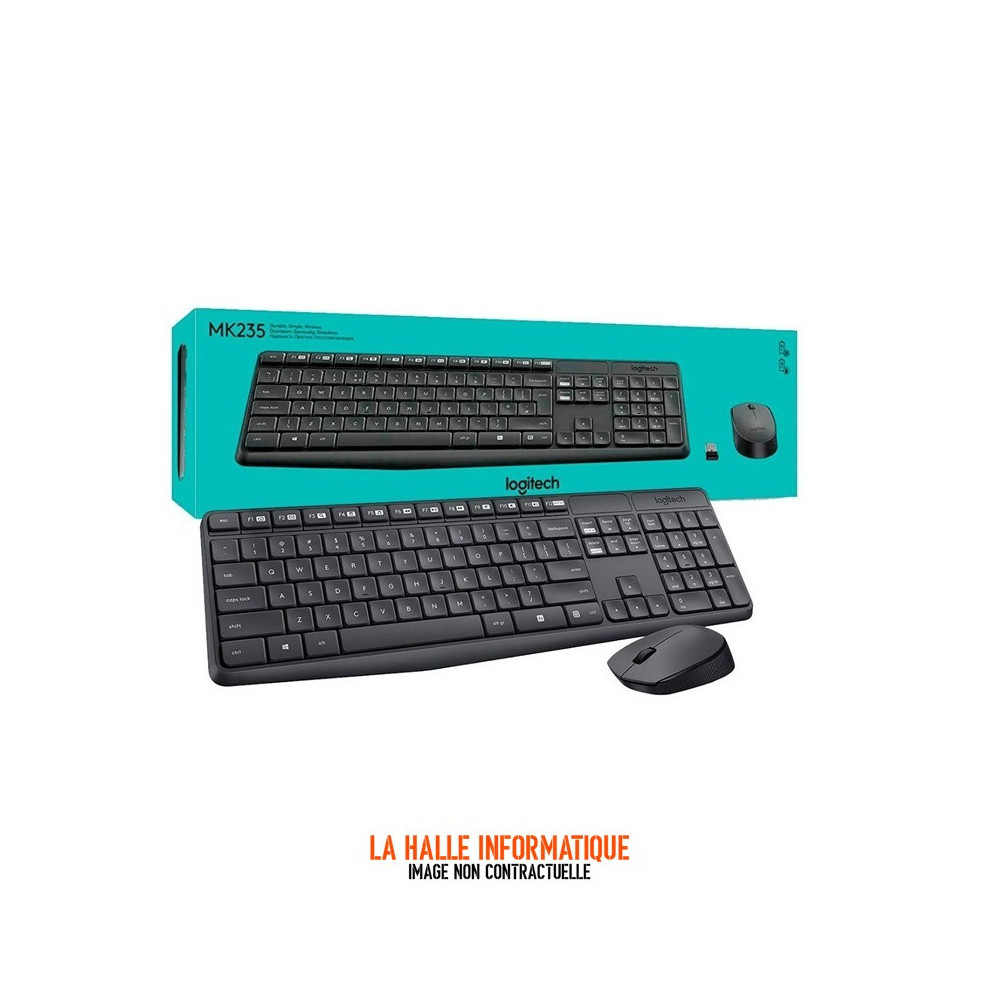 Pack Logitech MK235 Clavier Souris Sans Fil Noir