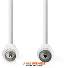 Câble antenne coaxial coudé 1m Valueline blanc IEC