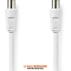 Câble antenne coaxial coudé 1m Valueline blanc IEC