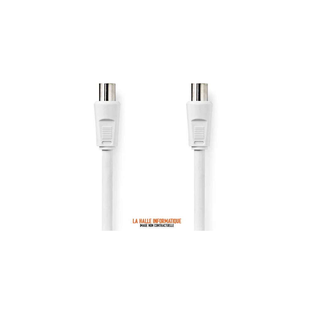 Câble antenne coaxial coudé 1m Valueline blanc IEC