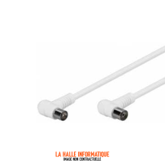 Câble antenne coaxial coudé 1m Valueline blanc IEC