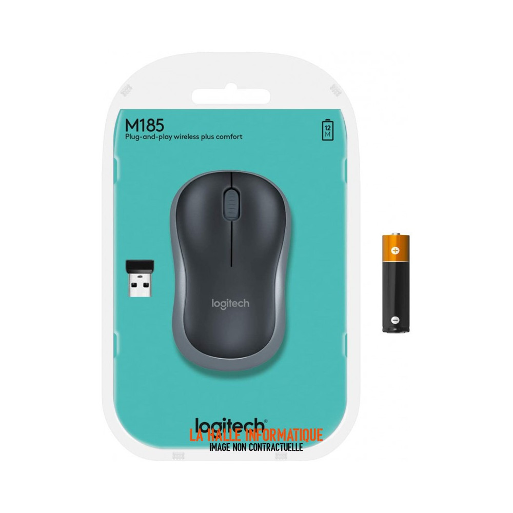 Souris sans fil Logitech M185 Gris - Compacte et fiable
