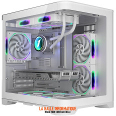 Boîtier Micro ATX 1stPlayer UView 5 RGB Blanc | Mini Tour vitré