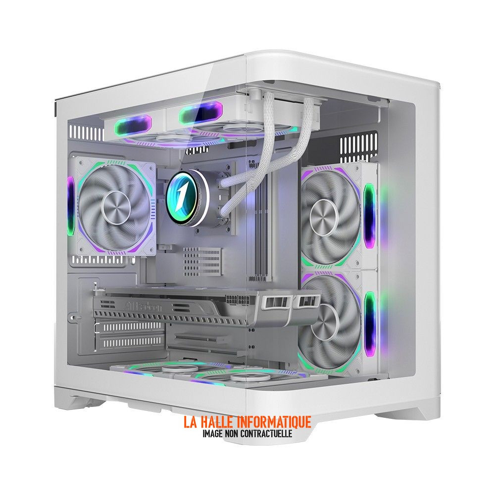 Boîtier Micro ATX 1stPlayer UView 5 RGB Blanc | Mini Tour vitré