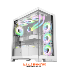 Boîtier ATX 1stPlayer Mi8 RGB Blanc - Panneaux vitrés