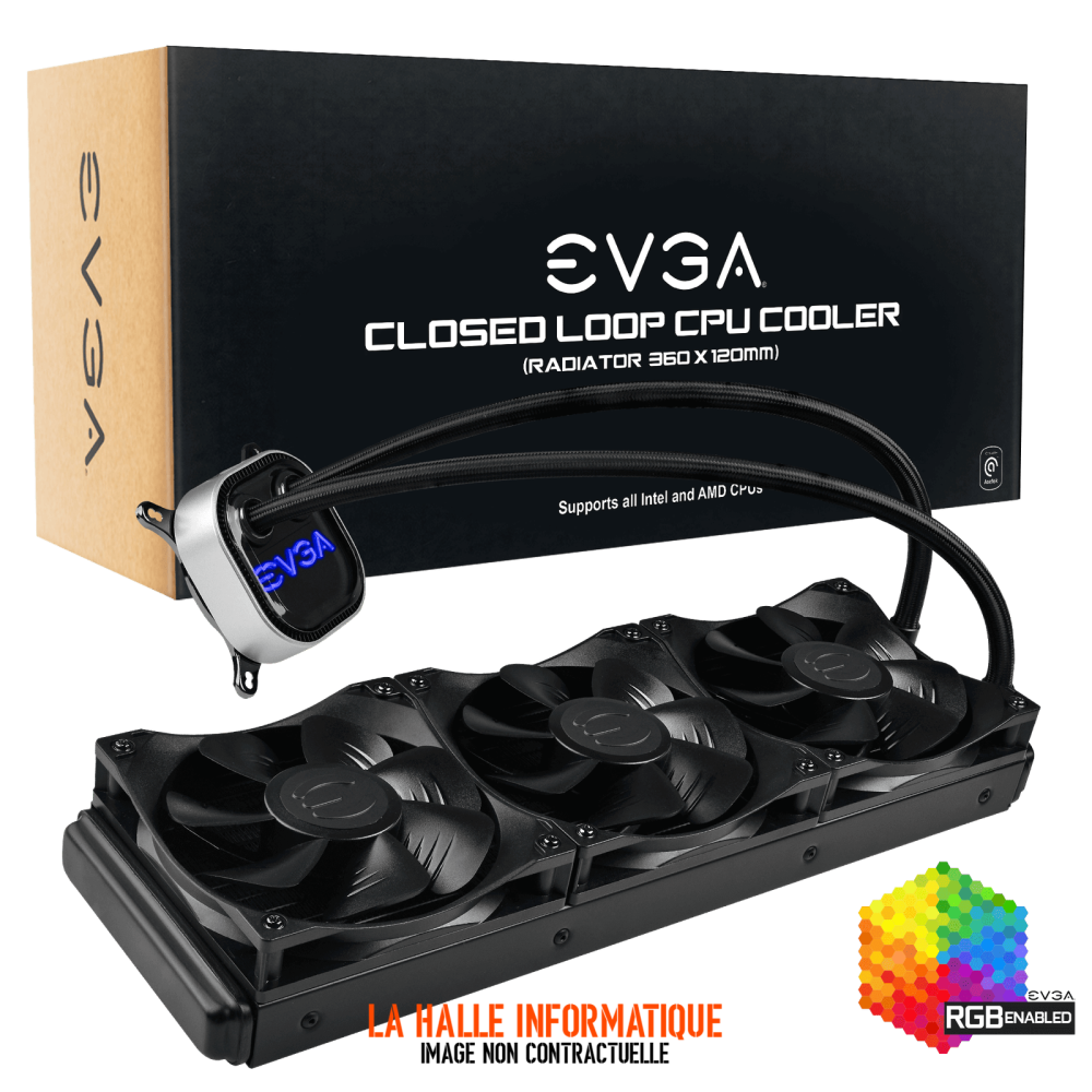 EVGA CLC RGB 360mm Noir - Kit Watercooling AIO performant