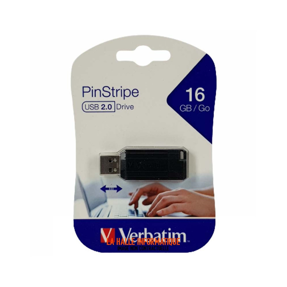 Clé USB 3.2 Verbatim PinStripe - 16Go (Noir)
