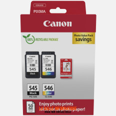 Pack 2 cartouches d'encre CANON PG-545/CL-546 + 50x Papiers photo