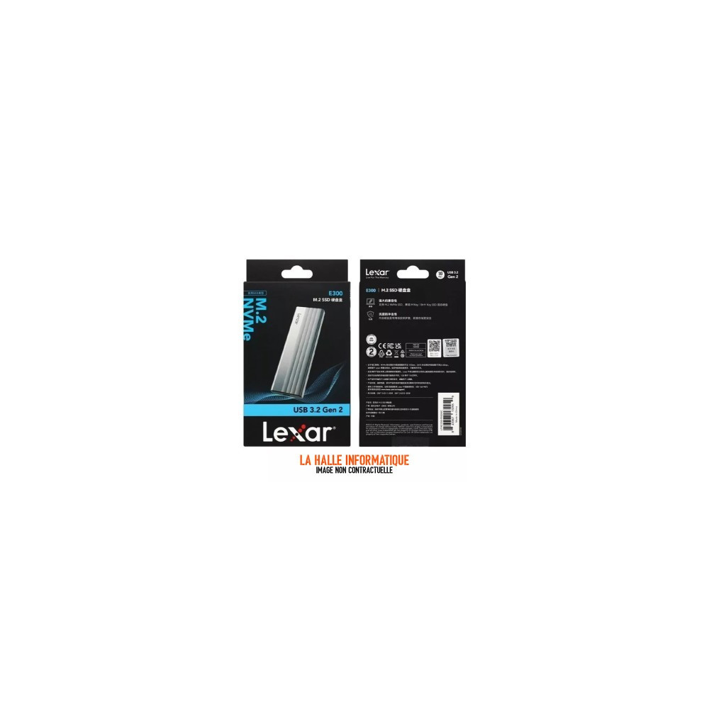 Boitier externe USB 3.2 Lexar E300 - NVMe M.2 Type 2280 (Argent)