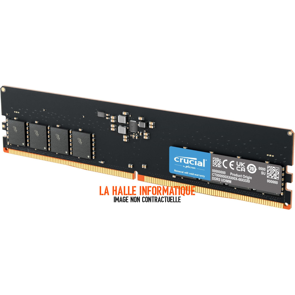 Barrette mémoire 16Go DIMM DDR5 Crucial Classic 5600MHz Version OEM (Tray)