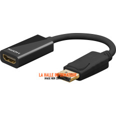 Câble adaptateur D2 Diffusion DisplayPort mâle 1.3 vers HDMI femelle (Type A) 15cm (Noir)