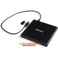 Graveur DVD externe Verbatim Slimline USB-C (Noir)