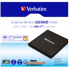 Graveur DVD externe Verbatim Slimline USB-C (Noir)
