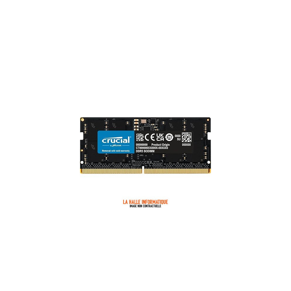 Barrette mémoire SODIMM DDR5 16Go Crucial 5600Mhz CL44 Version OEM (Tray)