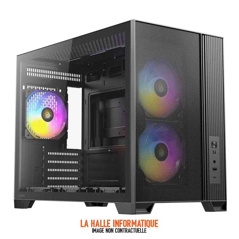 Boitier Mini Tour Micro ATX Antec Flux M RGB avec panneau vitré (Noir)