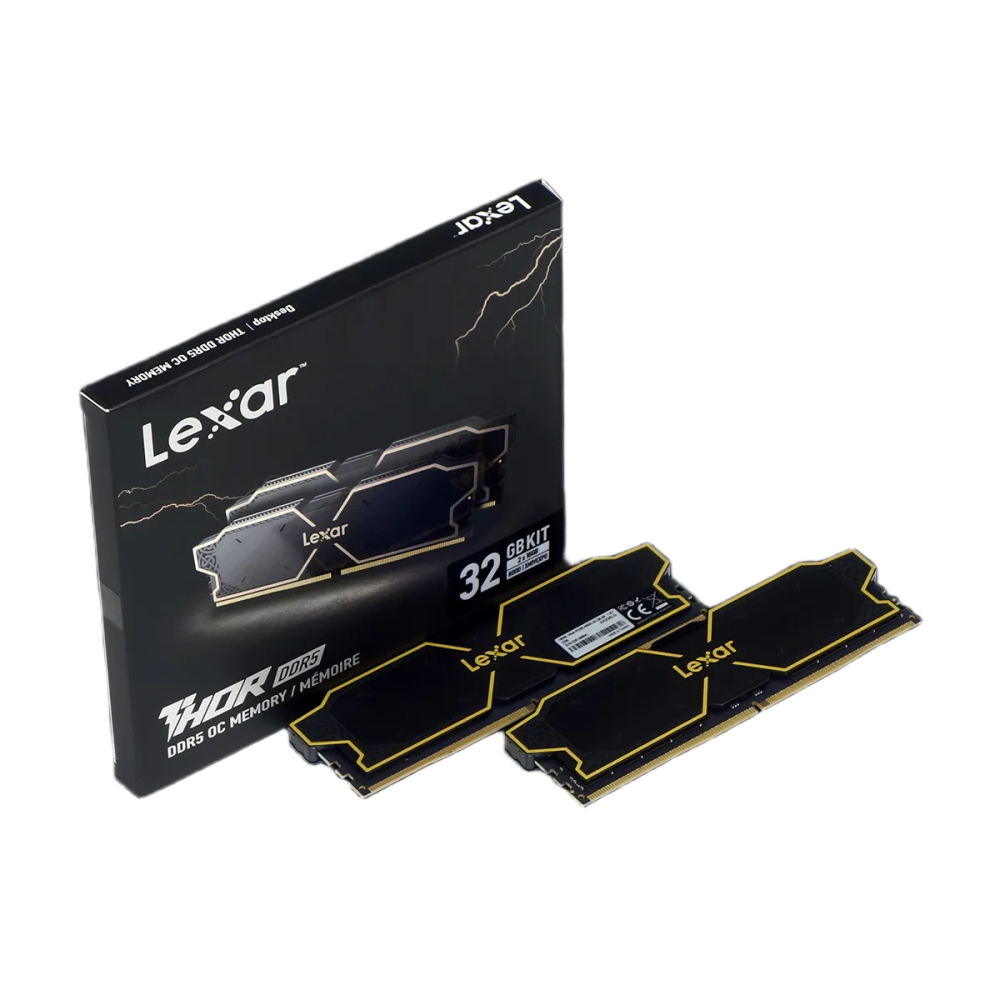 Kit Barrettes mémoire 32Go (2x16Go) DIMM DDR5 Lexar Thor OC 6000MHz CL38 (Noir)