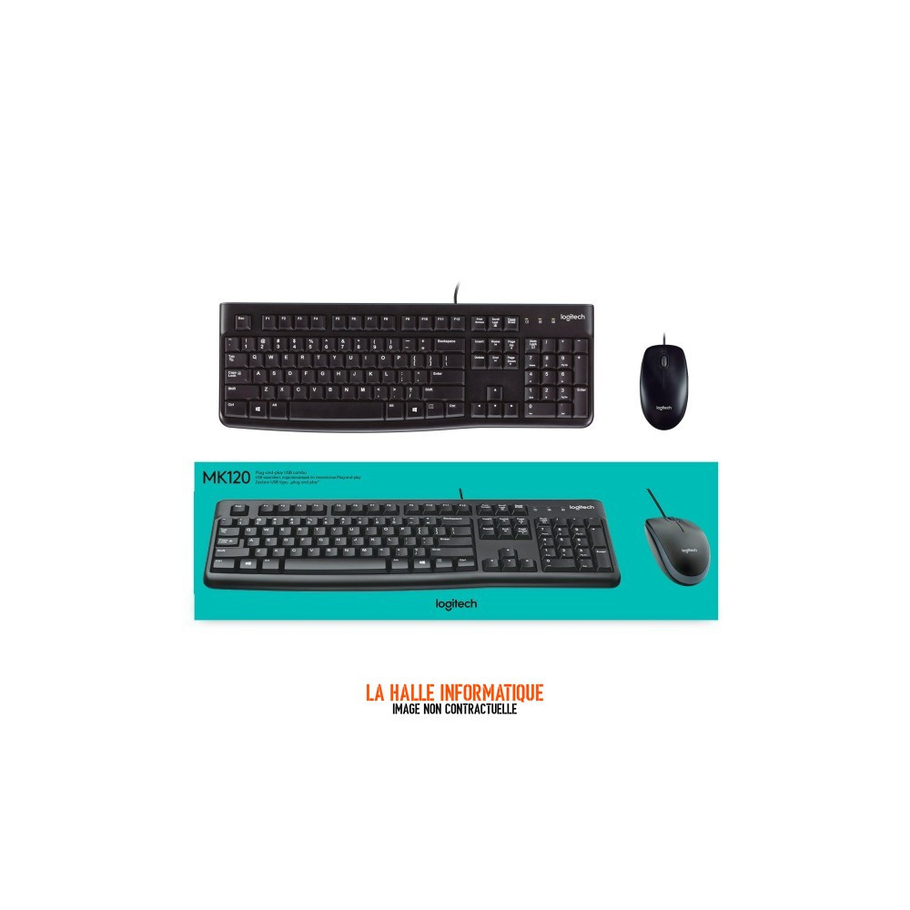 Pack 2en1 (Clavier/Souris) Logitech Desktop MK120 (Noir)