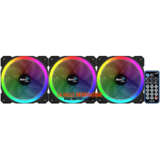 Lot 3 Ventilateurs AeroCool Orbit RC RGB 12cm Noir avec Télécommande